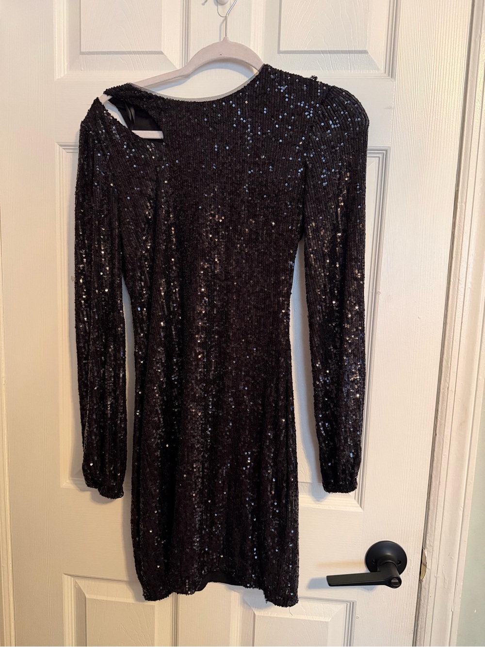 Xscape Black One-Shoulder Sequin Cocktail Dress